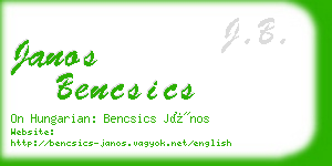 janos bencsics business card